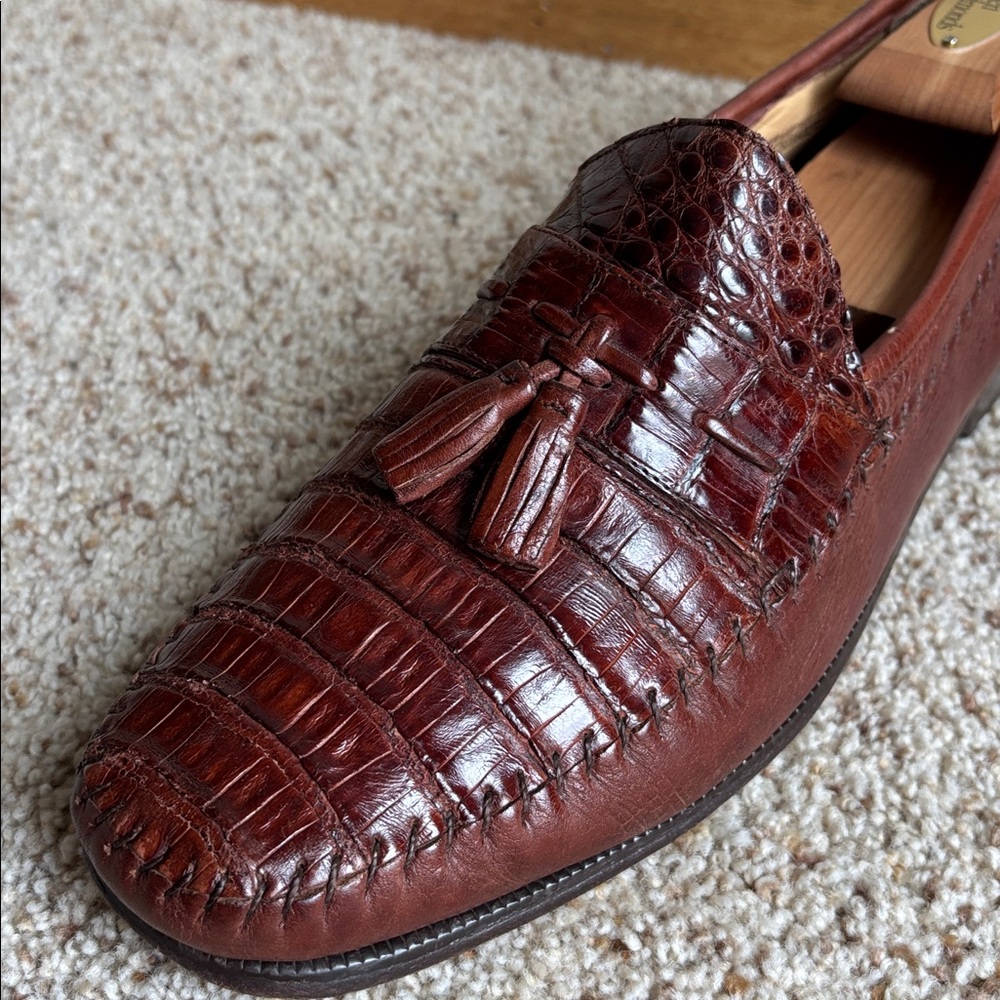 Florsheim Imperial Brown Genuine Caiman Alligator Gator Croc Leather Loafers 12 - Picture 6 of 11